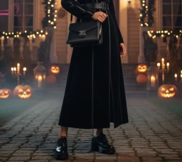 استایل مرموز هالووین با کیف دستی زنانه مشکی و کفش زنانه خاص